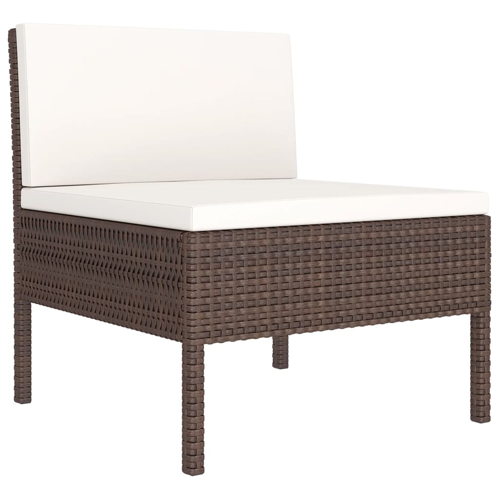 Set Divani da Giardino 6 pz con Cuscini in Polyrattan Marrone | homemem39