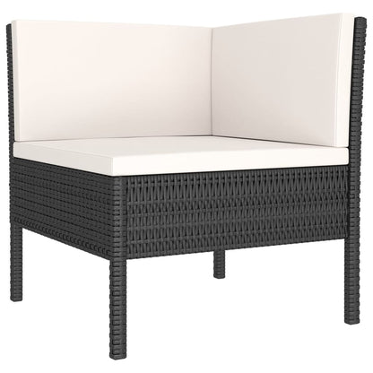 Set Divani da Giardino 14 pz con Cuscini in Polyrattan Nero