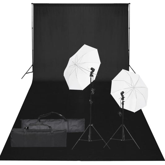 Kit für Fotostudio mit Beleuchtung und Hintergrund