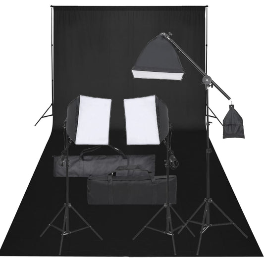 Kit für Fotostudio mit Beleuchtung und Hintergrund