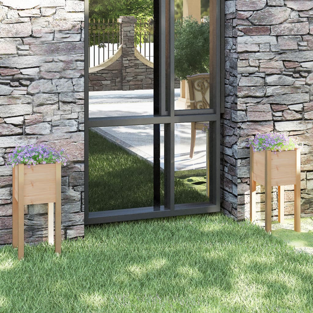 Fioriere da Giardino 2 pz 31x31x70 cm in Legno Massello di Pino - homemem39