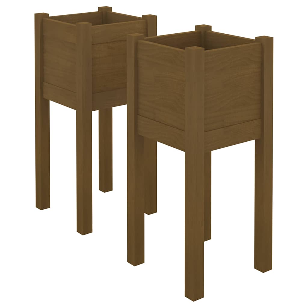 Fioriere 2 pz Ambra 31x31x70 cm in Legno Massello di Pino