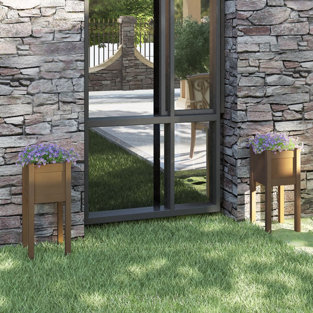 Fioriere 2 pz Ambra 31x31x70 cm in Legno Massello di Pino - homemem39