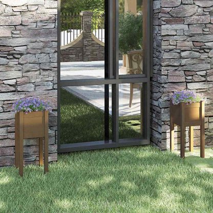Fioriere 2 pz Ambra 31x31x70 cm in Legno Massello di Pino