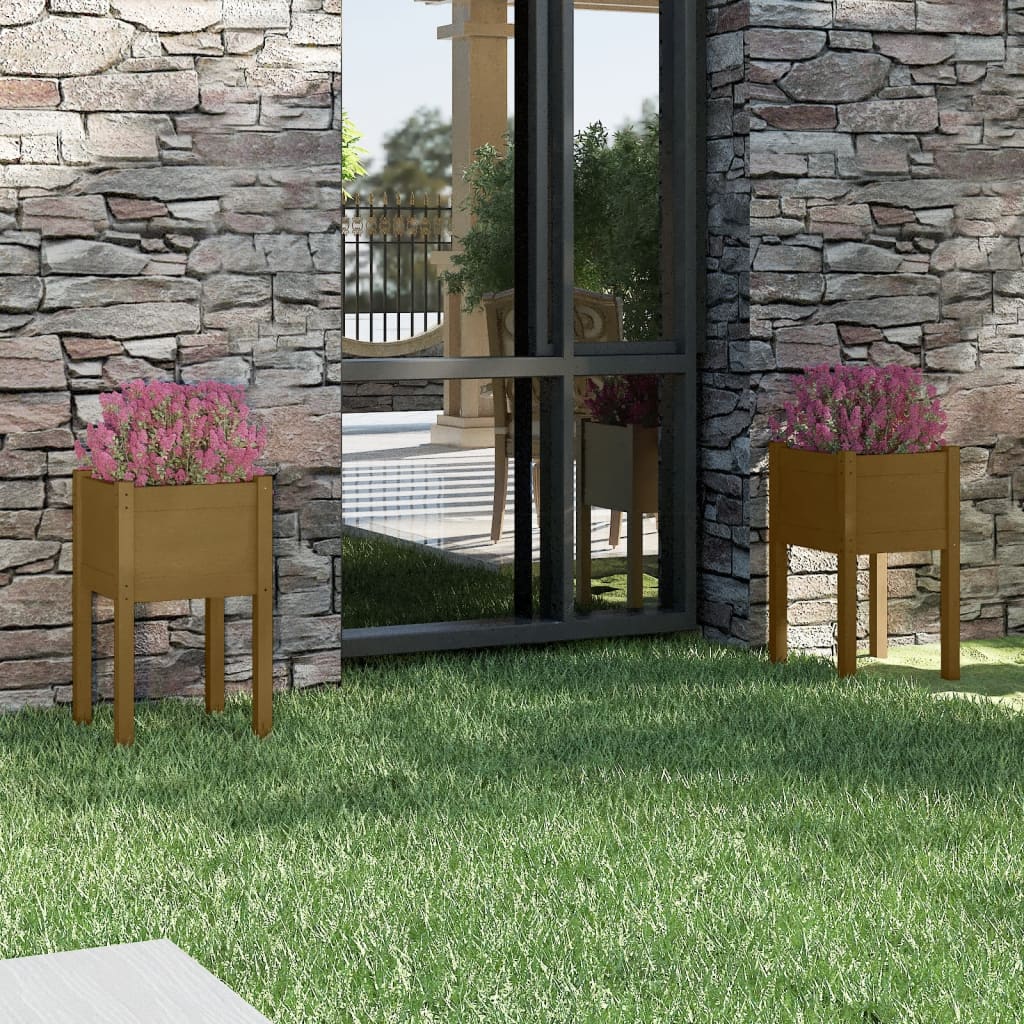 Fioriere da Giardino 2 pz Ambra 40x40x70 cm in Legno di Pino