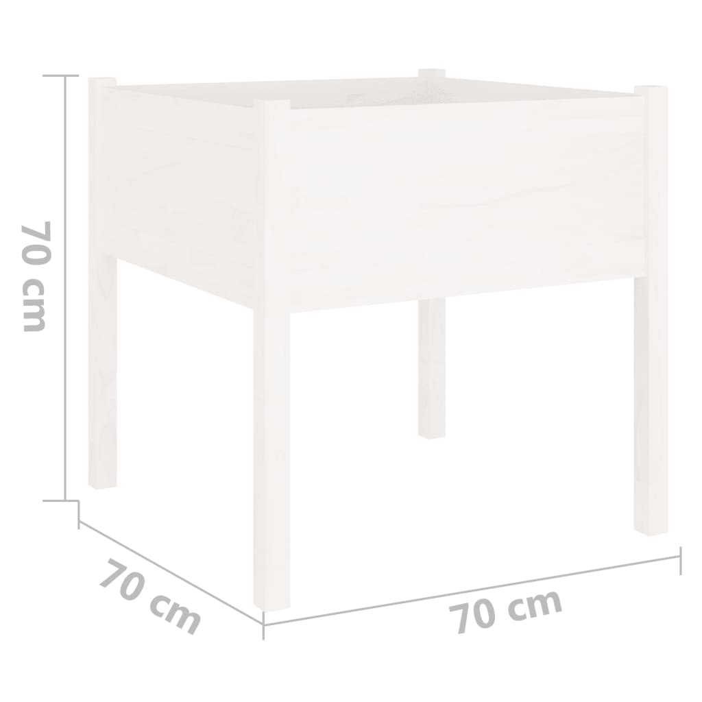 Fioriera da Giardino Bianca 70x70x70 cm Legno Massello di Pino | homemem39