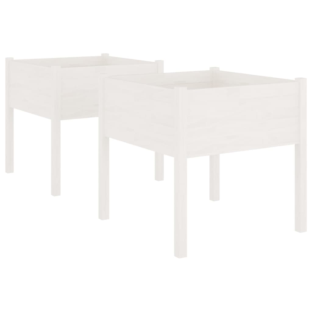 Fioriere da Giardino 2 pz Bianche 70x70x70 cm in Legno di Pino | homemem39