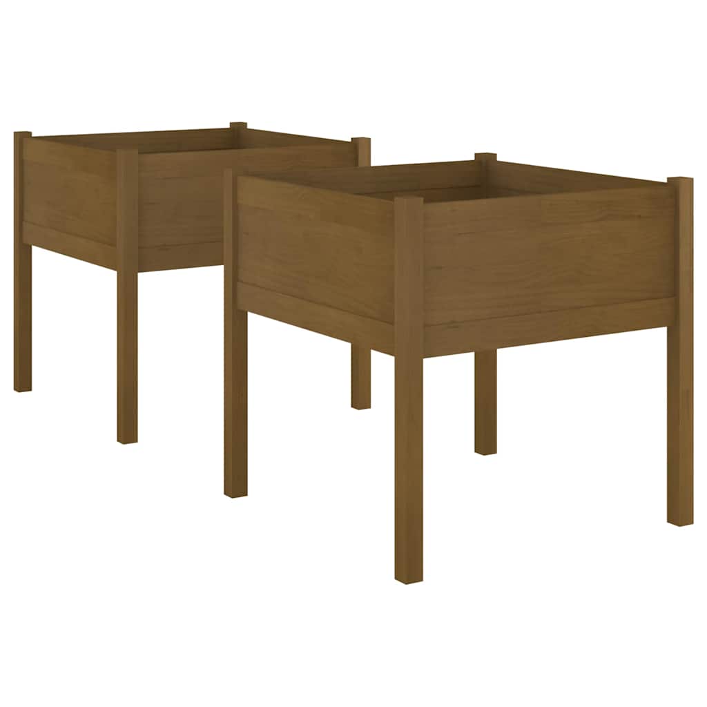 Fioriere 2 pz Ambra 70x70x70 cm in Legno Massello di Pino