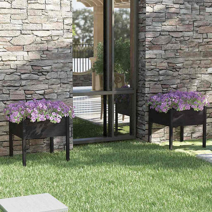 Fioriere da Giardino 2 pz Nere 70x70x70 cm in Massello di Pino