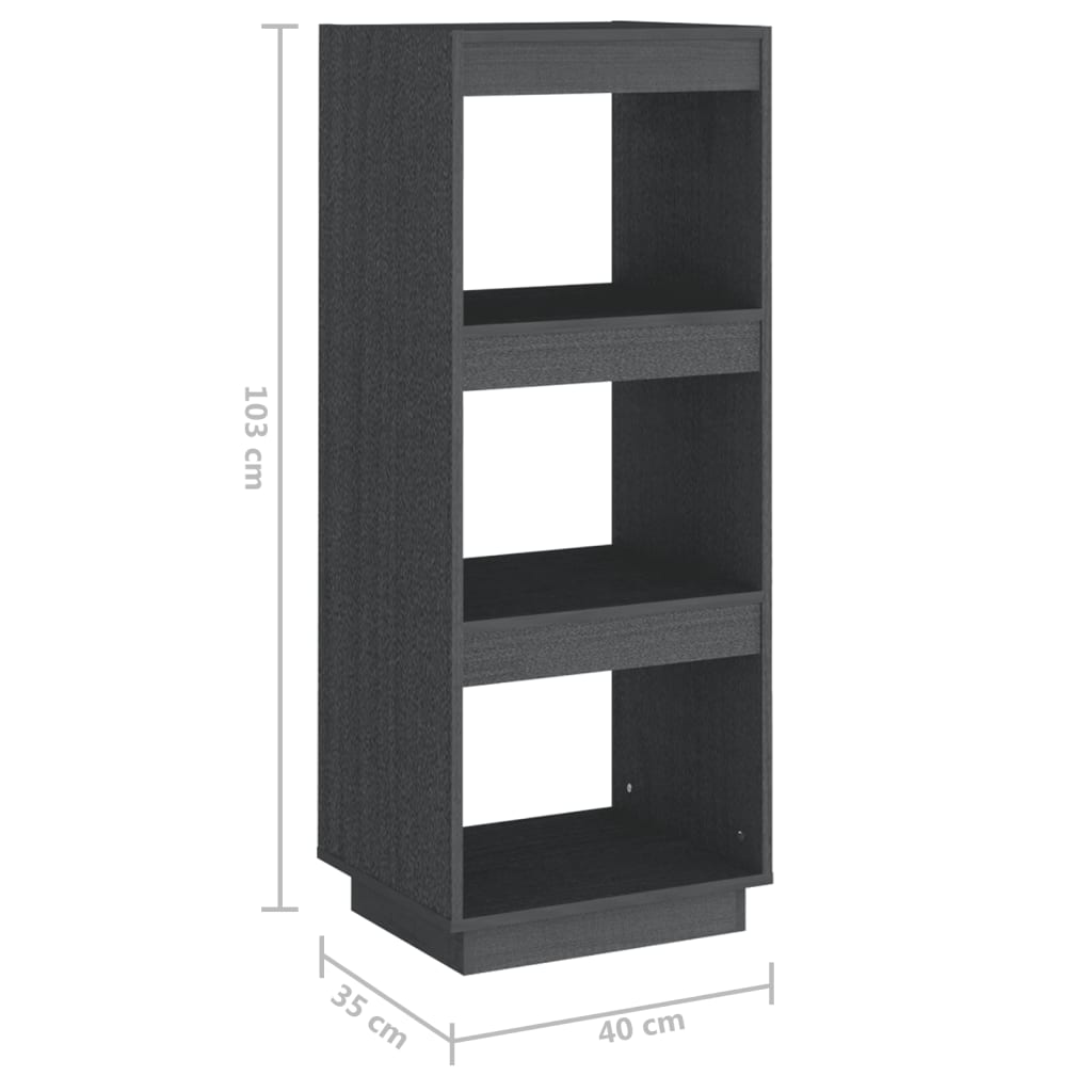 Libreria/Divisorio Grigio 40x35x103cm in Legno Massello di Pino | homemem39