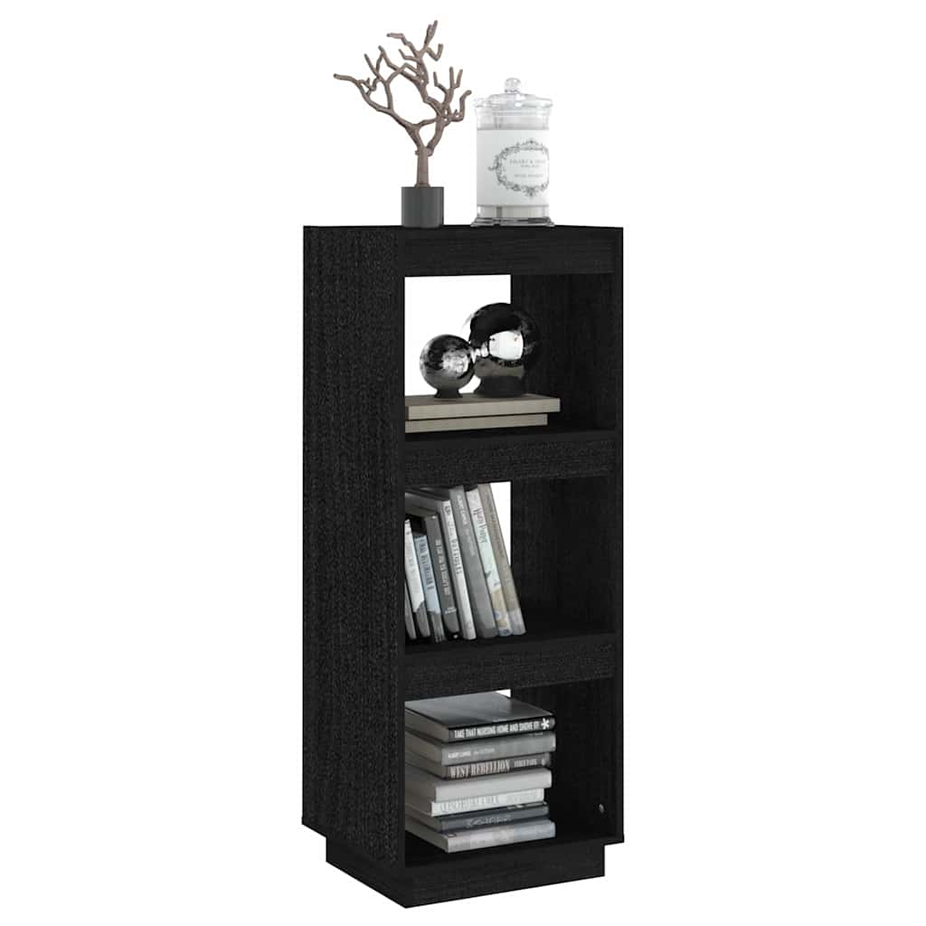 Libreria/Divisorio Nero 40x35x103 cm in Legno Massello di Pino