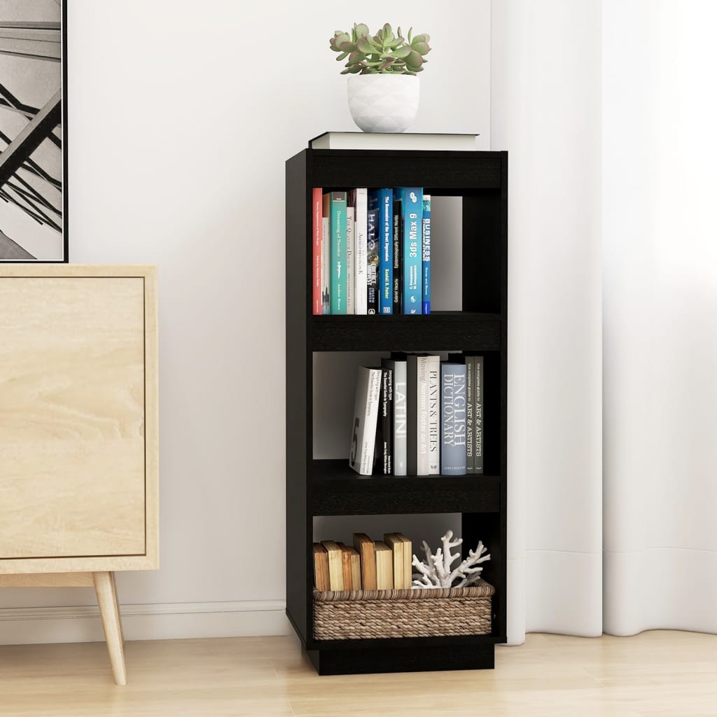 Libreria/Divisorio Nero 40x35x103 cm in Legno Massello di Pino | homemem39