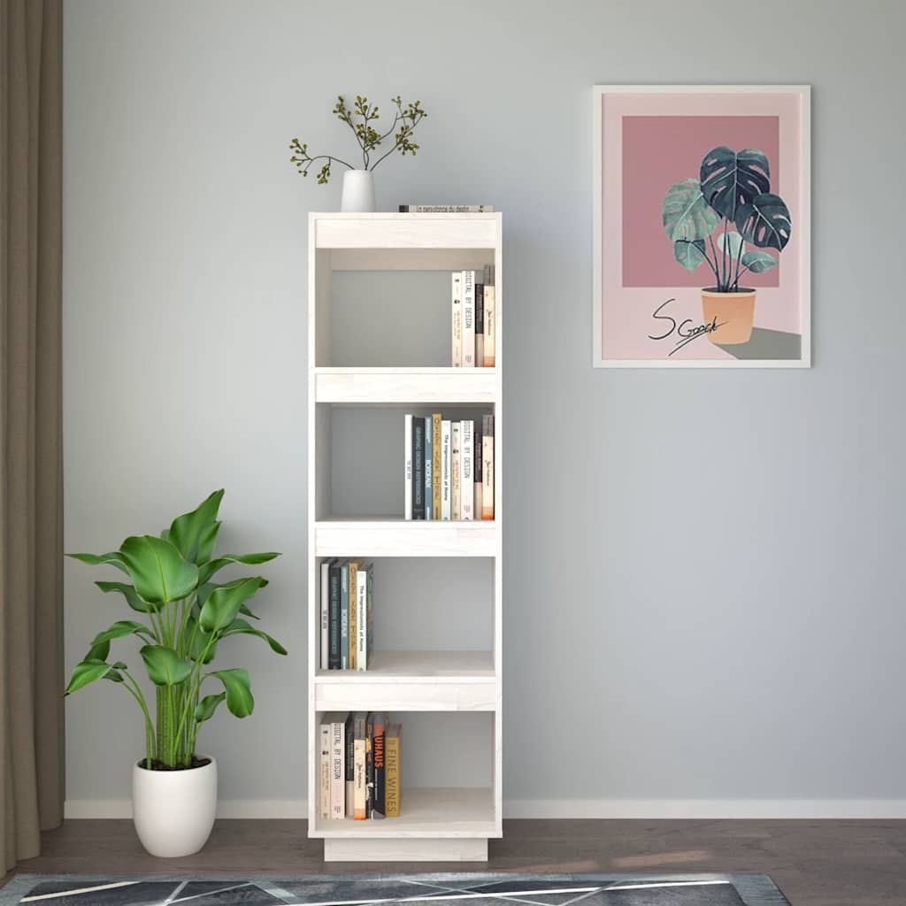 Libreria/Divisorio Bianco 40x35x135cm in Legno Massello di Pino | homemem39
