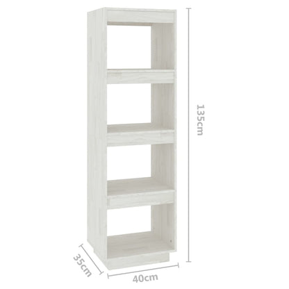 Libreria/Divisorio Bianco 40x35x135cm in Legno Massello di Pino | homemem39