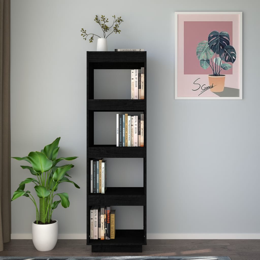 Libreria/Divisorio Nero 40x35x135 cm in Legno Massello di Pino | homemem39