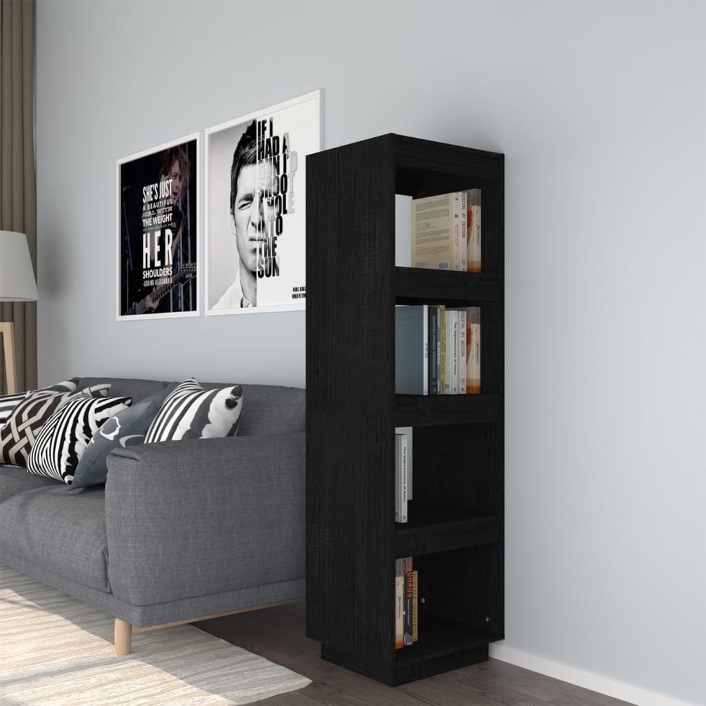 Libreria/Divisorio Nero 40x35x135 cm in Legno Massello di Pino | homemem39