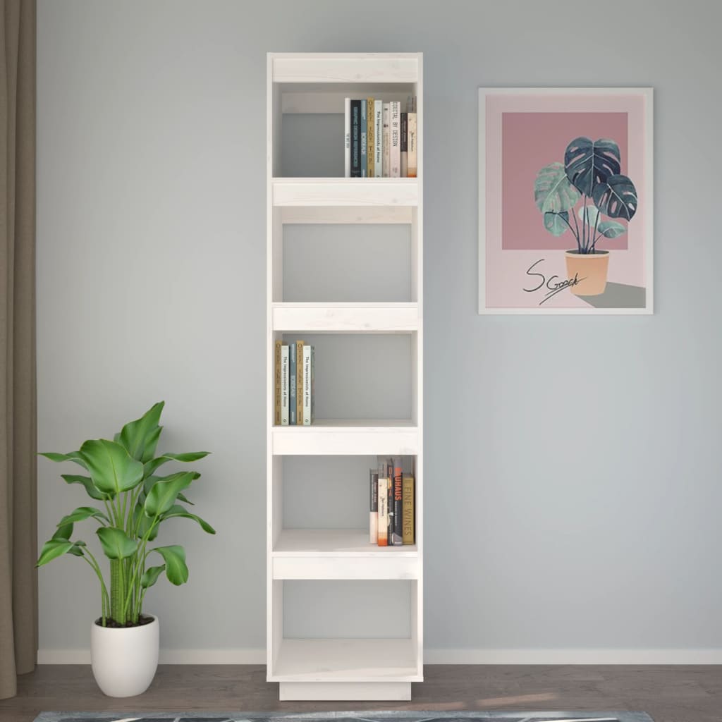 Libreria/Divisorio Bianco 40x35x167cm in Legno Massello di Pino | homemem39