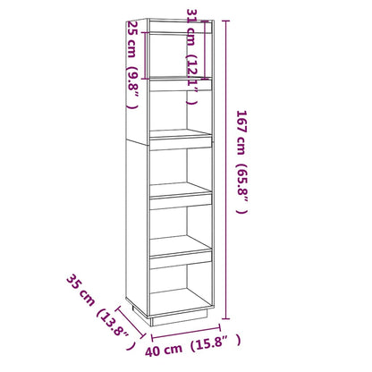 Libreria/Divisorio Grigio 40x35x167cm in Legno Massello di Pino