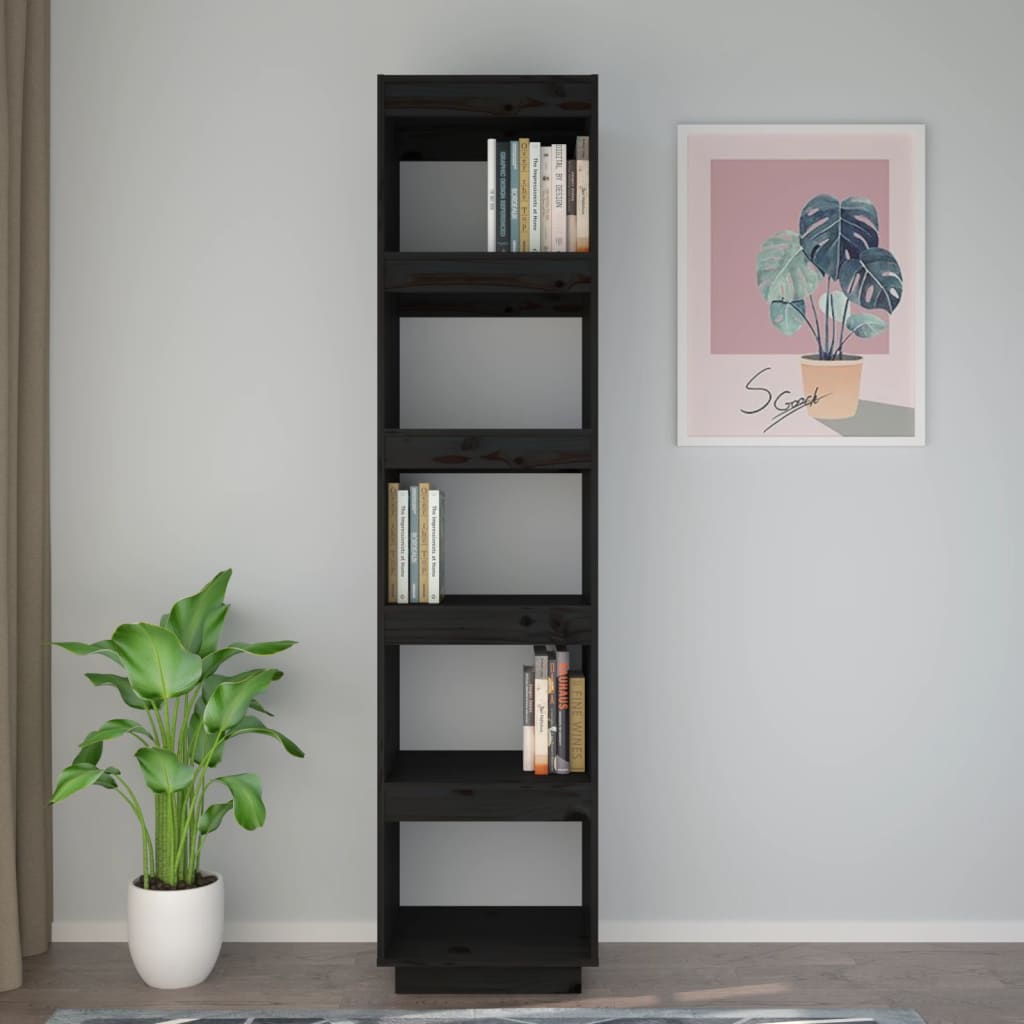Libreria/Divisorio Nero 40x35x167 cm in Legno Massello di Pino | homemem39