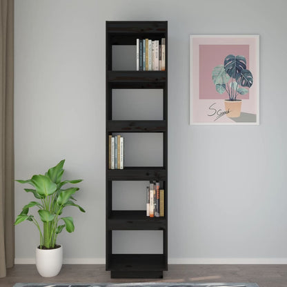 Libreria/Divisorio Nero 40x35x167 cm in Legno Massello di Pino | homemem39