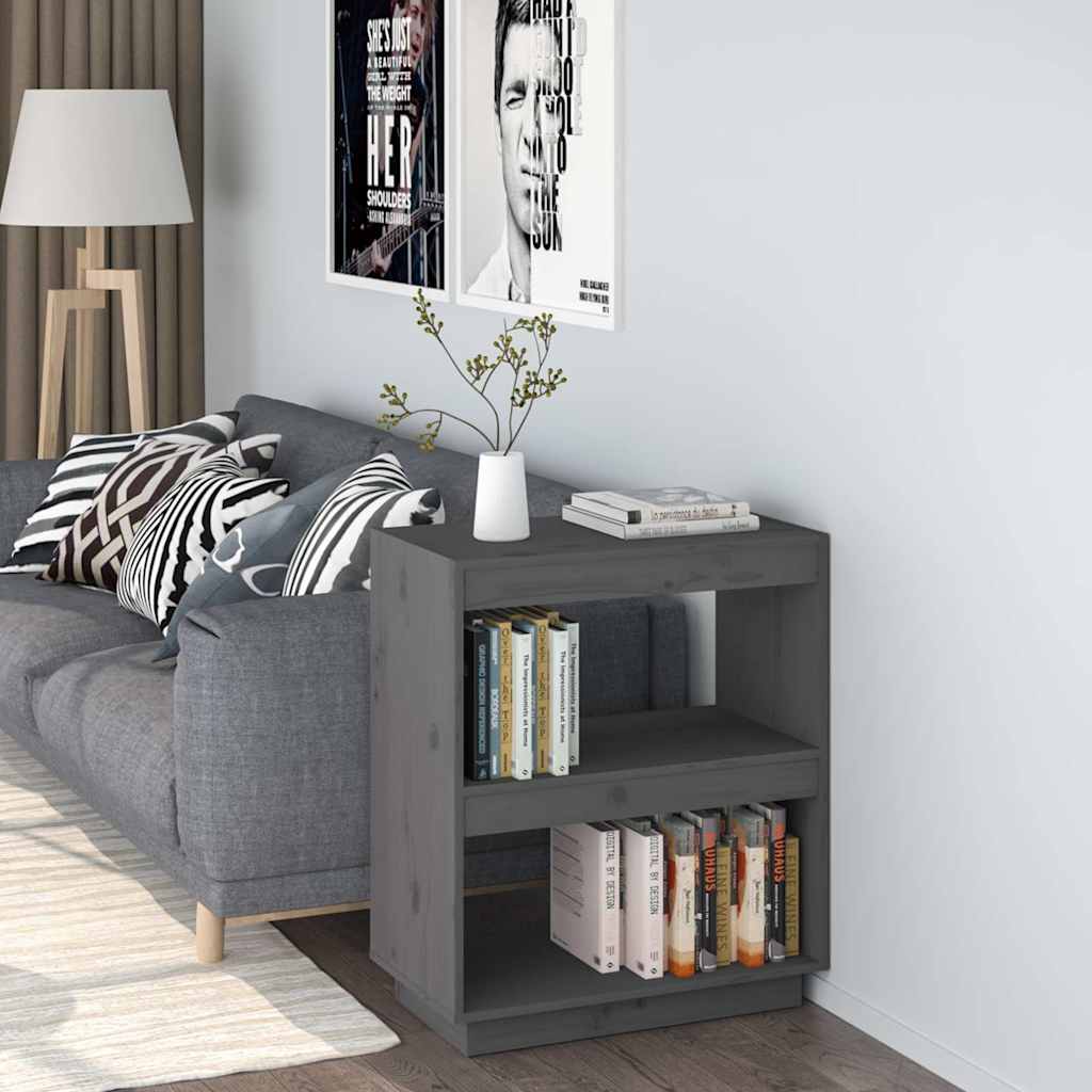 Libreria Grigia 60x35x71 cm in Legno Massello di Pino | homemem39