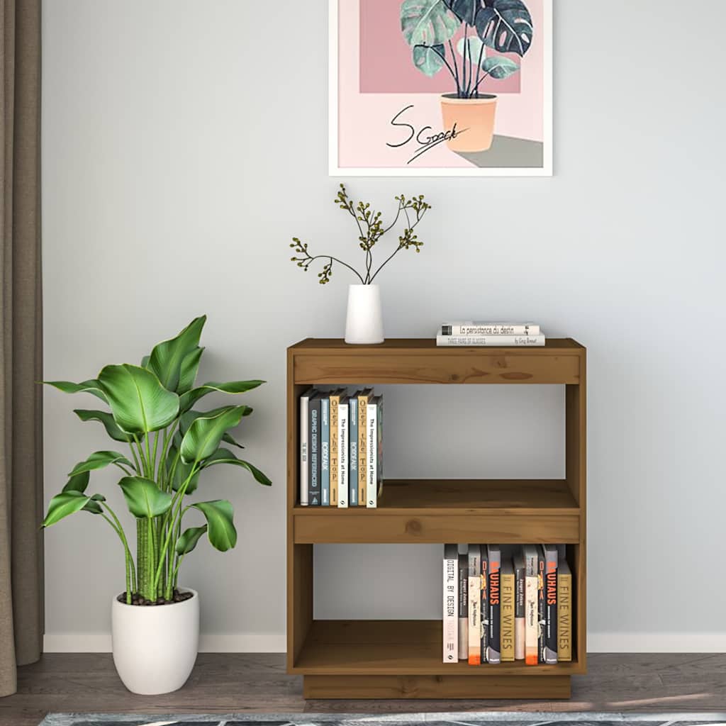 Libreria Marrone Ambra 60x35x71 cm in Legno Massello di Pino