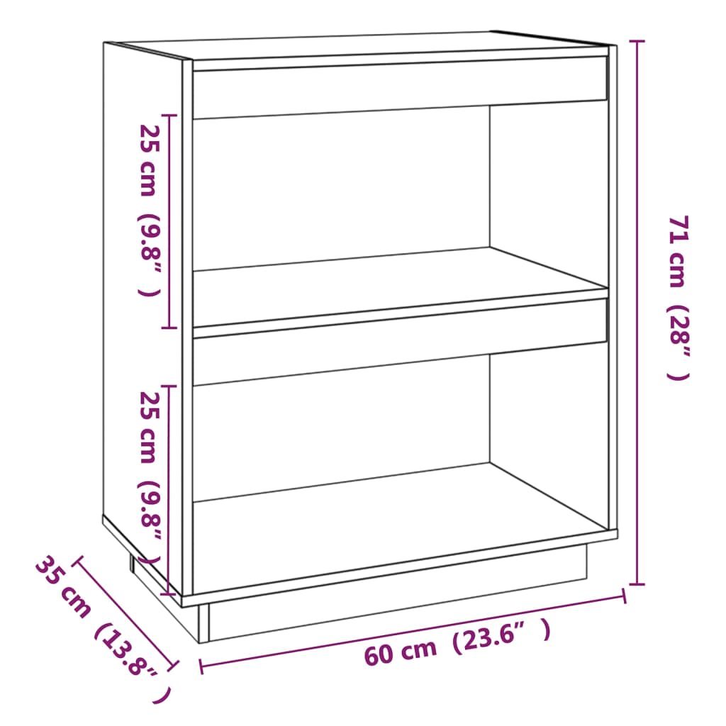 Libreria Marrone Ambra 60x35x71 cm in Legno Massello di Pino