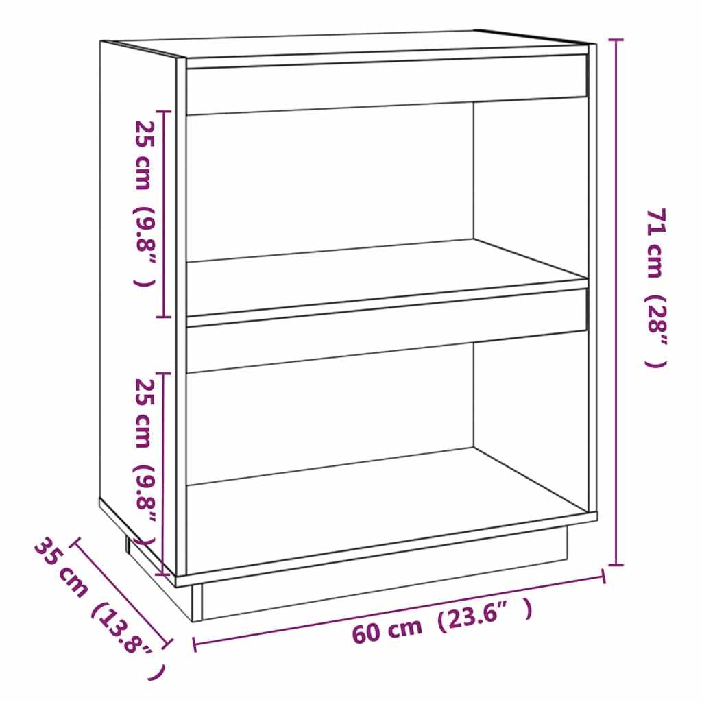 Libreria Nera 60x35x71 cm in Legno Massello di Pino | homemem39