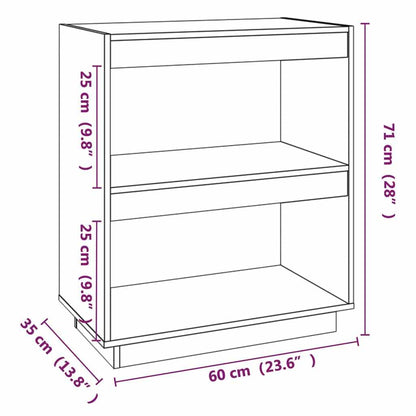 Libreria Nera 60x35x71 cm in Legno Massello di Pino