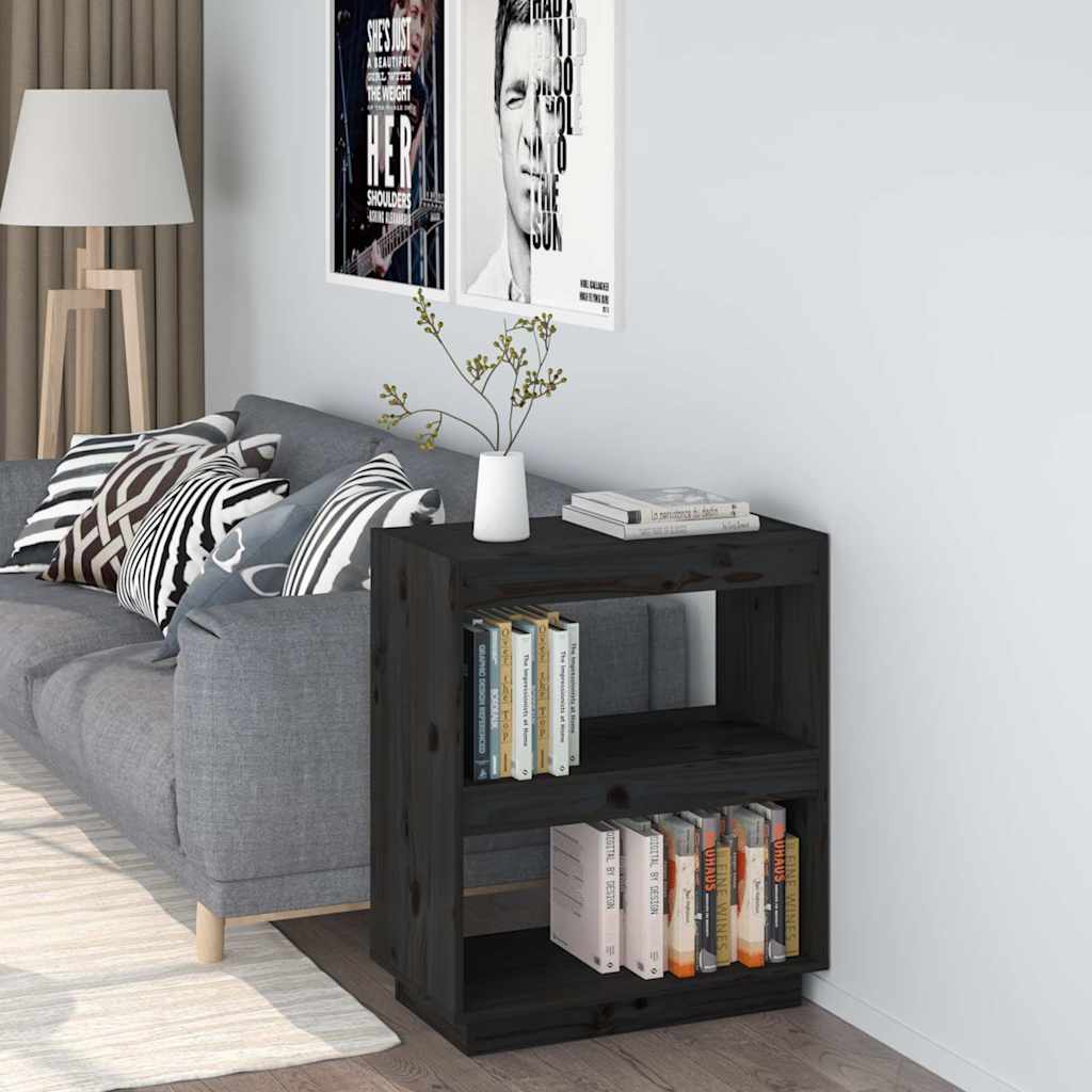 Libreria Nera 60x35x71 cm in Legno Massello di Pino | homemem39