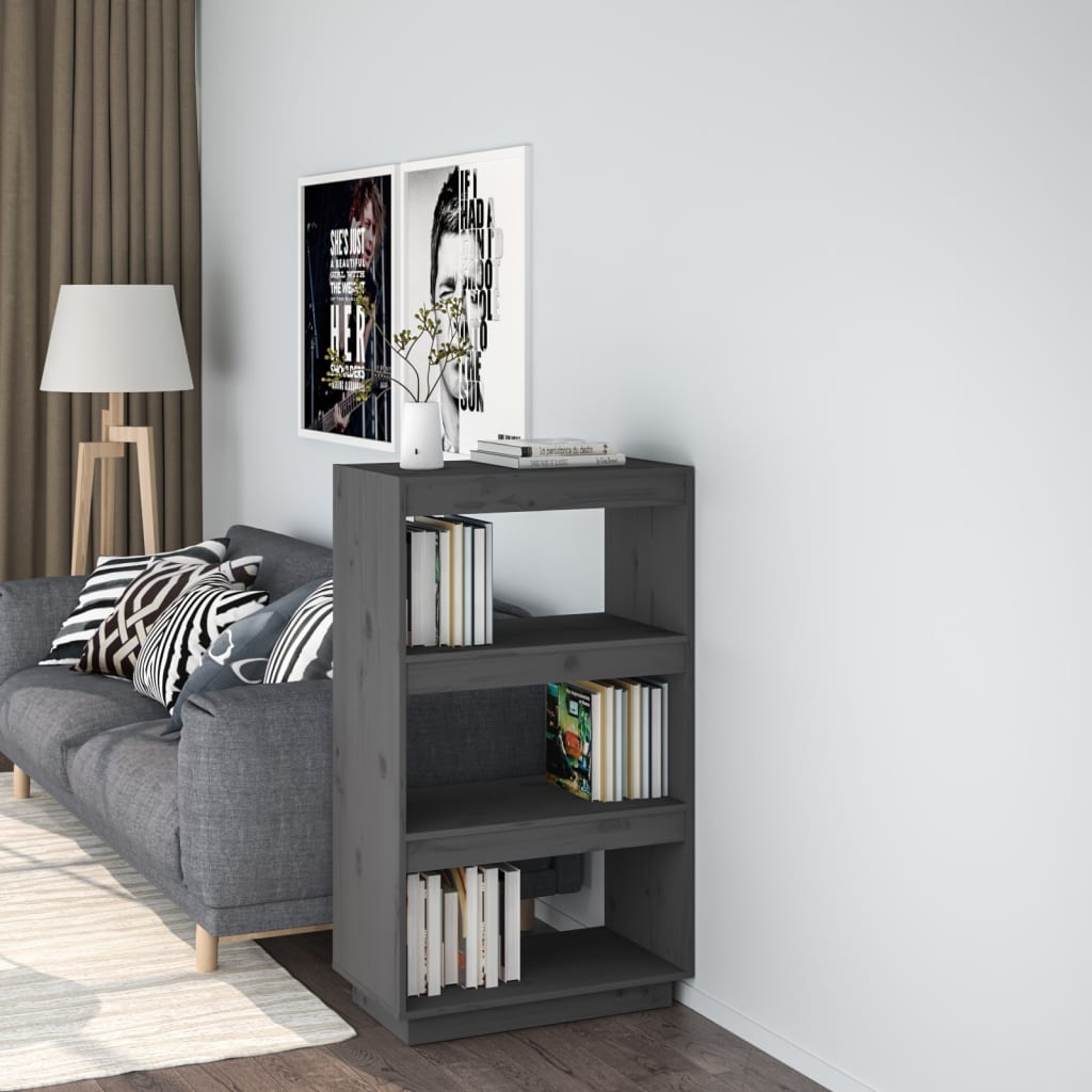Libreria/Divisorio Grigio 60x35x103cm in Legno Massello di Pino | homemem39