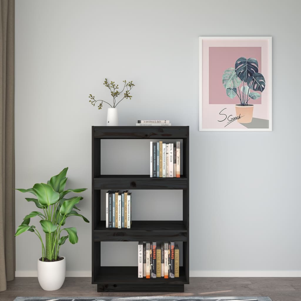 Libreria/Divisorio Nero 60x35x103 cm in Legno Massello di Pino | homemem39