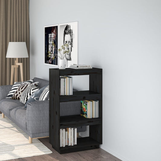 Libreria/Divisorio Nero 60x35x103 cm in Legno Massello di Pino | homemem39