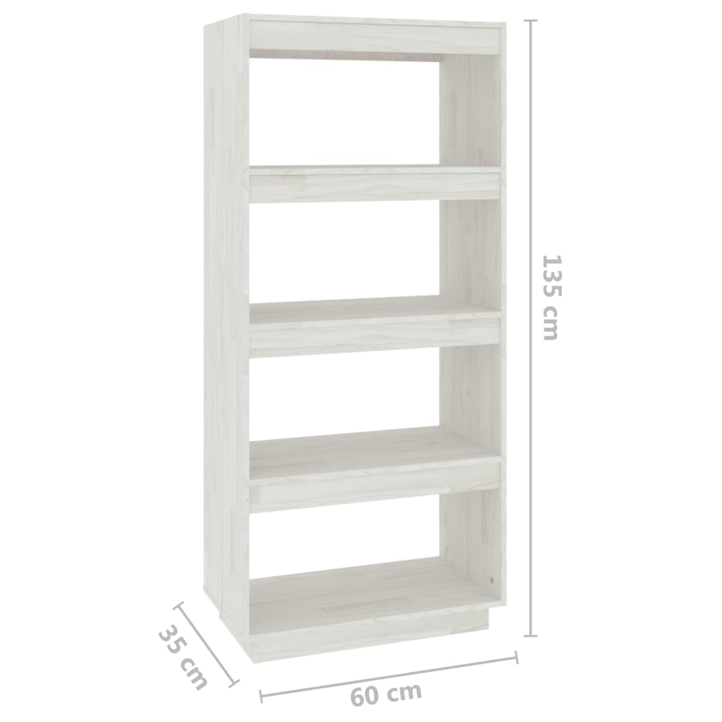 Libreria/Divisorio Bianco 60x35x135 cm Legno Massello di Pino | homemem39