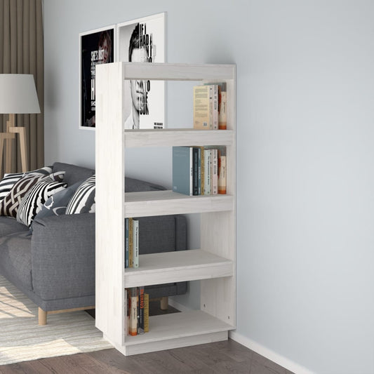 Libreria/Divisorio Bianco 60x35x135 cm Legno Massello di Pino | homemem39