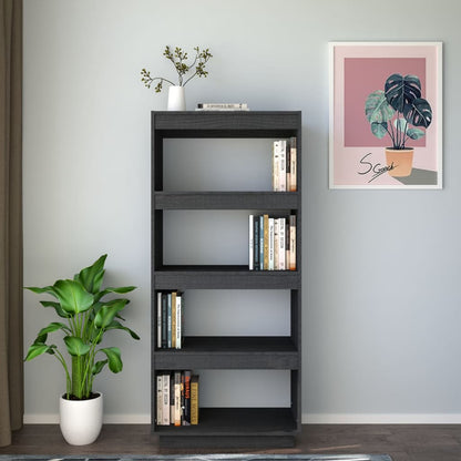 Libreria/Divisorio Grigio 60x35x135cm in Legno Massello di Pino | homemem39