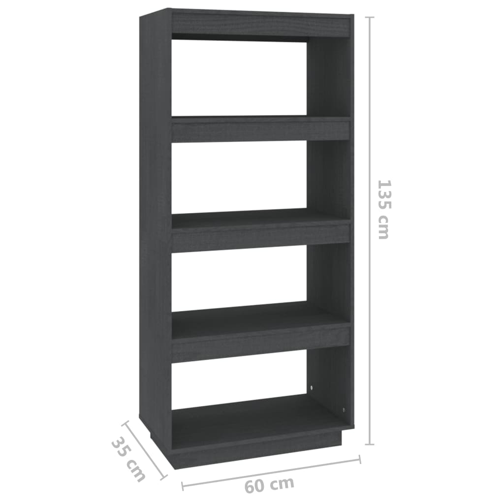 Libreria/Divisorio Grigio 60x35x135cm in Legno Massello di Pino | homemem39