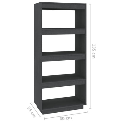 Libreria/Divisorio Grigio 60x35x135cm in Legno Massello di Pino | homemem39