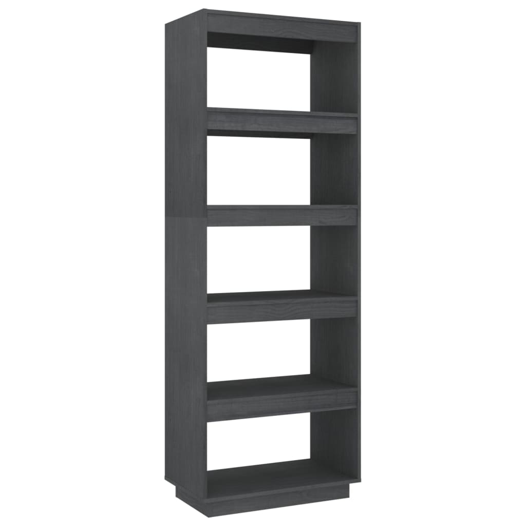 Libreria/Divisorio Grigio 60x35x167cm in Legno Massello di Pino | homemem39