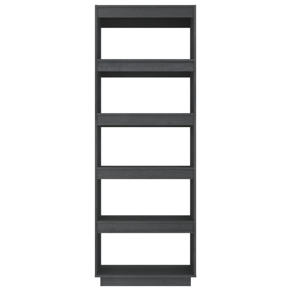 Libreria/Divisorio Grigio 60x35x167cm in Legno Massello di Pino | homemem39