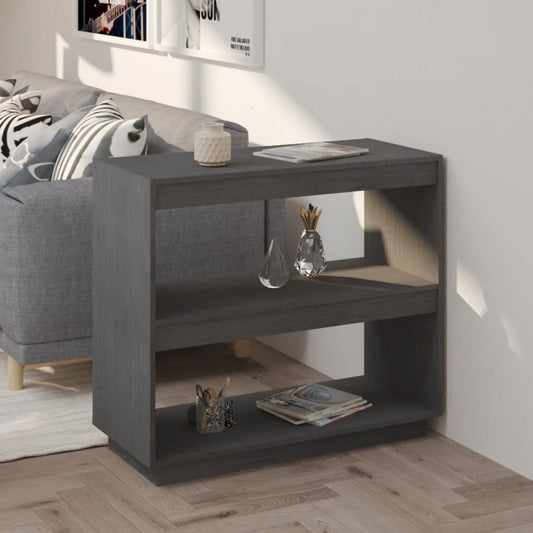 Libreria Grigia 80x35x71 cm in Legno Massello di Pino | homemem39