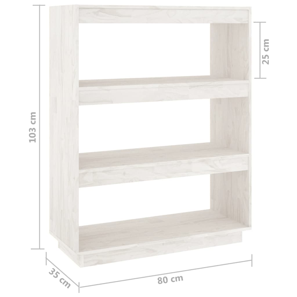 Libreria/Divisorio Bianco 80x35x103 cm Legno Massello di Pino | homemem39