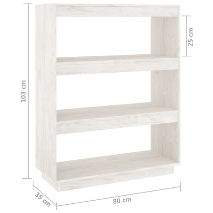 Libreria/Divisorio Bianco 80x35x103 cm Legno Massello di Pino | homemem39
