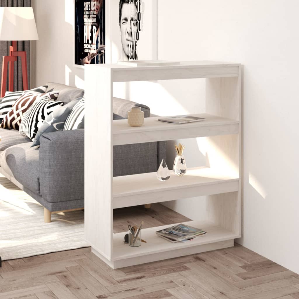 Libreria/Divisorio Bianco 80x35x103 cm Legno Massello di Pino | homemem39