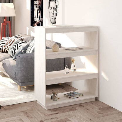 Libreria/Divisorio Bianco 80x35x103 cm Legno Massello di Pino | homemem39