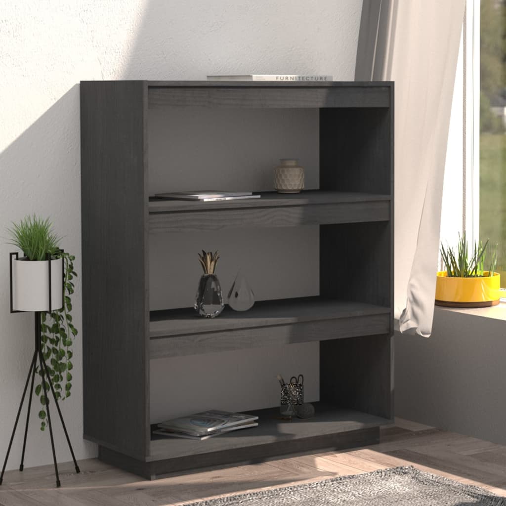 Libreria/Divisorio Grigio 80x35x103 cm Legno Massello di Pino | homemem39