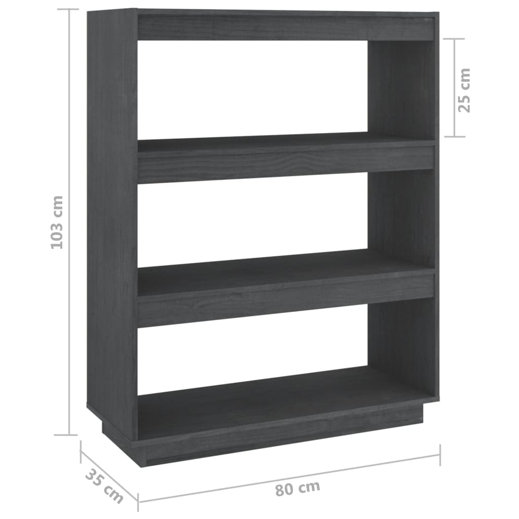 Libreria/Divisorio Grigio 80x35x103 cm Legno Massello di Pino | homemem39