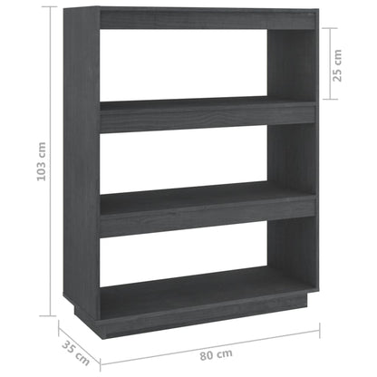 Libreria/Divisorio Grigio 80x35x103 cm Legno Massello di Pino | homemem39