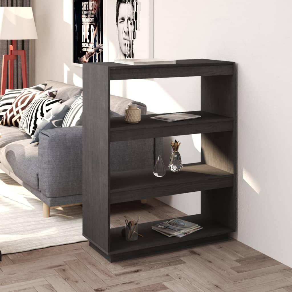 Libreria/Divisorio Grigio 80x35x103 cm Legno Massello di Pino | homemem39