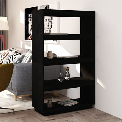 Libreria/Divisorio Nero 80x35x135 cm in Legno Massello di Pino | homemem39